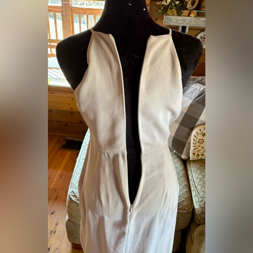 Shona Joy Core High Neck Tulip Ruched Dress in Oyster Size 6 - Picture 7 of 14